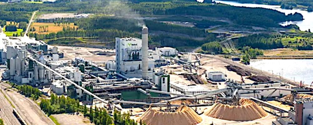 Flygvy över Metsä Groups industriområde i Äänekoski, Finland. Foto: Valmet