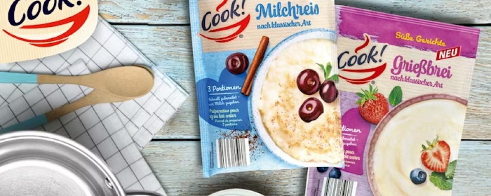 Friessinger Mühle använder återvinningsbart barriärpapper, NexPlus Advanced, för att skapa en tresidigt förseglad påse för mannagryn och risgrynsgröt till den europeiska lågpriskedjan NORMA. Foto: Koehler Paper