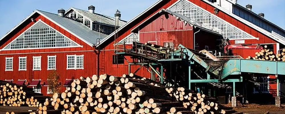 Bildtexter:
Svinhamnens (Pihlava) sågverk i Havs - Björneborg. Planerad utfyllnad genomförs vid Kolmisoppiområdet, där den nya timmersorteraren ska byggas. Foto: Westas