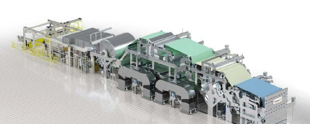 Den nya TAD-maskinen kommer att ha en bredd på 5,6 meter och en årlig produktionskapacitet på 75 000 ton. Foto: Valmet