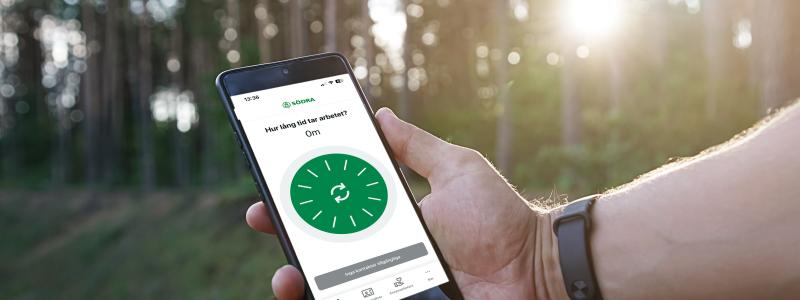 Appen ska ”öka säkerheten i skogen och förbättra tryggheten vid ensamarbete” eftersom hanteringen av stormfälld skog innebär risker. Foto: Södra