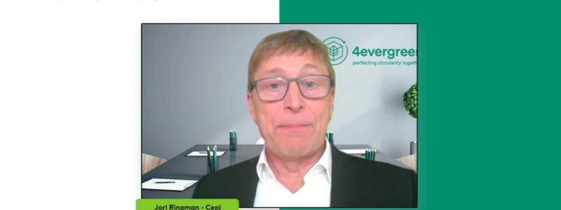 Jori Ringman, generaldirektör för CEPI, (Confederation for European Paper Industries) som tagit initativet till 4evergreen. Skärmklipp: 4Evergreen