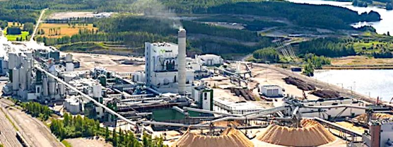 Flygvy över Metsä Groups industriområde i Äänekoski, Finland. Foto: Valmet