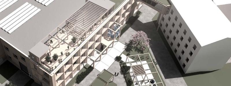 I anslutning till RISE befintliga infrastruktur och forskningsmiljöer i Örnsköldsvik byggs ett nytt center för testbäddar inom bioraffinaderi med pilotutrustningar, laboratorier, kontor och mötesplatser. Foto: RISE