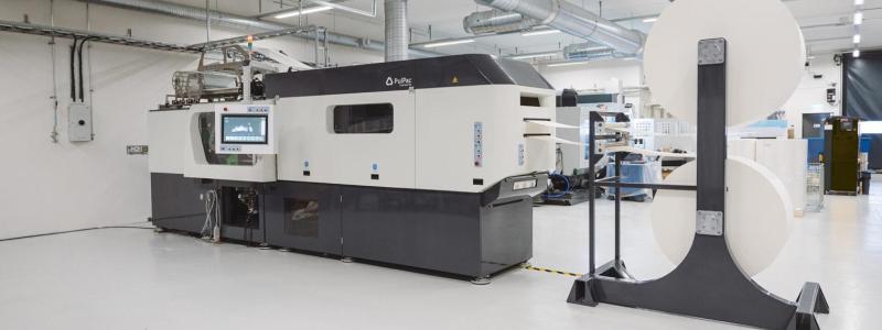 Produktionslinje för Dry Molded Fiber används för att tillverka fiberbaserade förpackningar i industriell skala. Foto: Future Materials Sweden