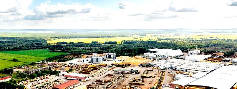 Detta tyska företag tillämpar ett unikt koncept inom den europeiska förpackningsindustrin: fullständig användning av förnybart trä, från bark till sista flis. Foto: Mercer Torgau