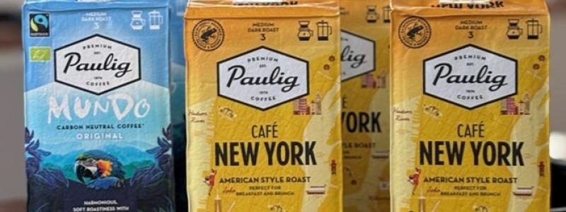 En av världens första tryckta vakuumförpackningar av monomaterial för malet kaffe kommer att visas upp på mässan. Foto: Mondi