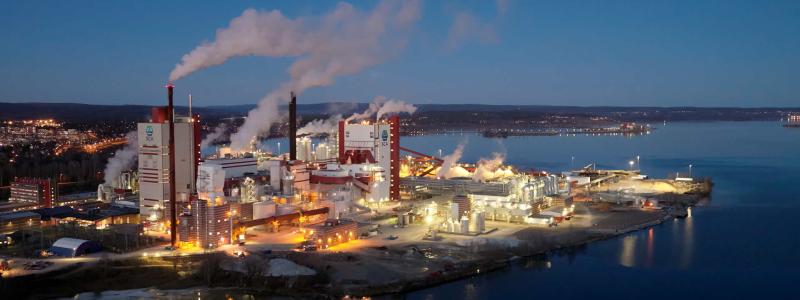 Östrands massafabrik har en av de största produktionslinjerna för blekt barrsulfatmassa i världen. Foto: Torbjörn Bergkvist/SCA