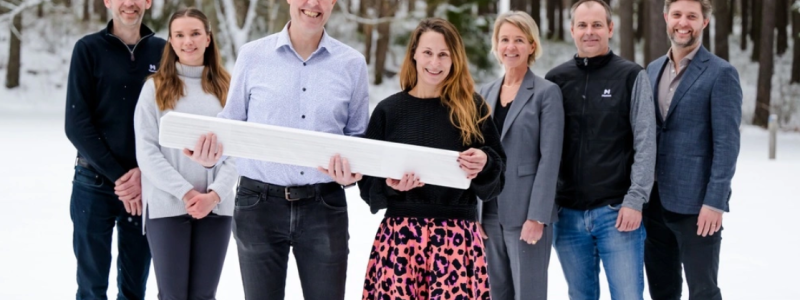 Från vänster: Lars-Kristen Holst, Moelven, Thea Persson, Moelven, Bjorn Larsson, Billerud, Jenny Flod, Billerud, Sanna Hjelm, Moelven, Anders Carlsson, Moelven, Tjalling Chaudron, Moelven. Foto: Paper Province