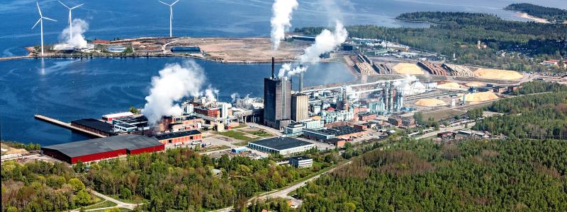 Stora Ensos bruk i Skutskär är värd för en unik CCS-pilot (koldioxidinfångning och -lagring) som är en del av ett EU-projekt. Foto: Photographer/Stora Enso