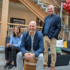 Från vänster: Malin Kullström, Innovation Lead på Sweco, Sverker Svärdby, grundare av Sleipner Robotics och Pelle Berglund, affärsutvecklare på BizMaker. Foto: BizMaker