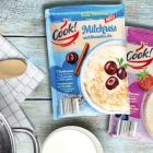 Friessinger Mühle använder återvinningsbart barriärpapper, NexPlus Advanced, för att skapa en tresidigt förseglad påse för mannagryn och risgrynsgröt till den europeiska lågpriskedjan NORMA. Foto: Koehler Paper