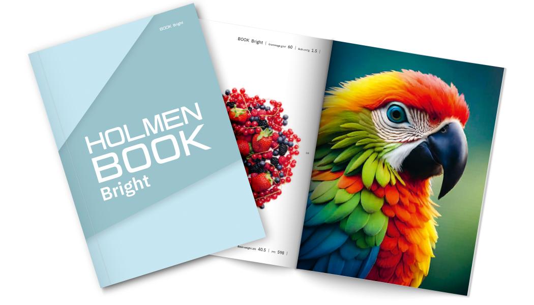 Papperet har hög opacitet, vilket i kombination med hög vithet ”säkerställer utmärkt läsbarhet och bildreproduktion i hög tryckkvalitet för lägre ytvikter”, enligt Holmen. Bild: Holmen 