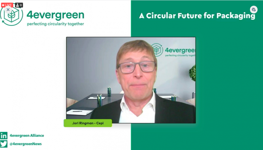 Jori Ringman, generaldirektör för CEPI, (Confederation for European Paper Industries) som tagit initativet till 4evergreen. Skärmklipp: 4Evergreen
