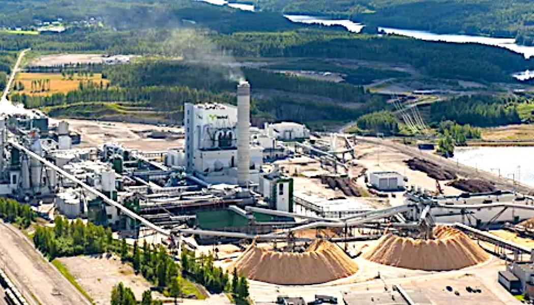 Flygvy över Metsä Groups industriområde i Äänekoski, Finland. Foto: Valmet