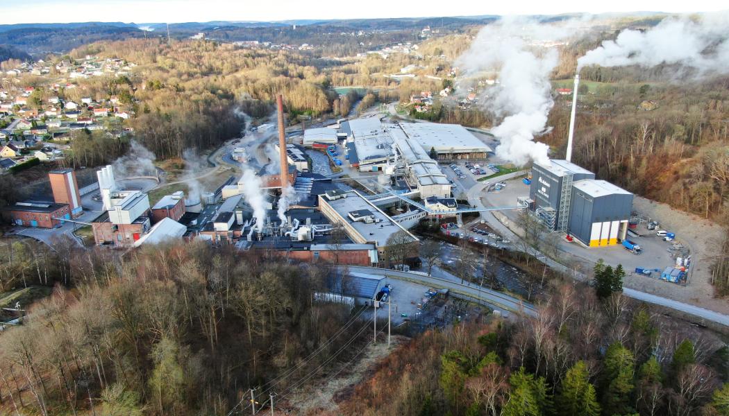 Arctic Papers pappersbruk i Munkedal ligger cirka 10 mil norr om Göteborg. Foto: Adven
