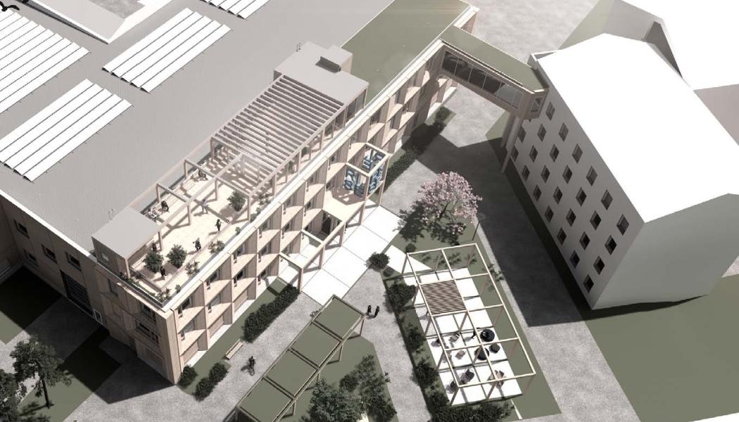 I anslutning till RISE befintliga infrastruktur och forskningsmiljöer i Örnsköldsvik byggs ett nytt center för testbäddar inom bioraffinaderi med pilotutrustningar, laboratorier, kontor och mötesplatser. Foto: RISE