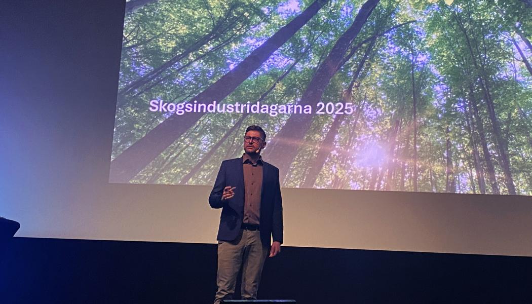 Andreas Marström, Kiwa, på Skogsindustridagarna 2025. Foto: Simon Matthis 