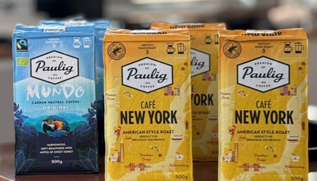 En av världens första tryckta vakuumförpackningar av monomaterial för malet kaffe kommer att visas upp på mässan. Foto: Mondi