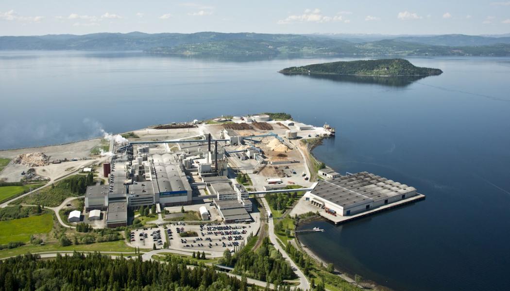 Överblick över Norske Skog Skogn. Foto: Norske Skog.