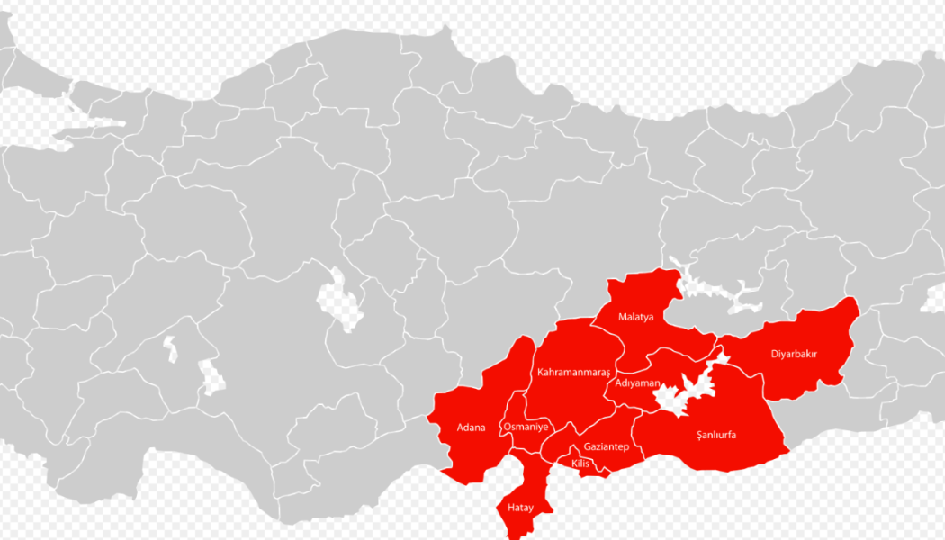 Jordbävningens epicentrum i Turkiet. 