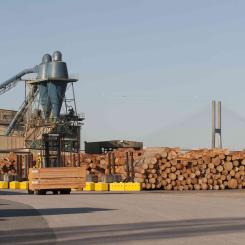 Sågverket i Philomath, som producerar både kilntorkat och grönt virke av Hemlock och Douglasgran, har en årlig kapacitet på 220 miljoner fot. Foto: Interfor