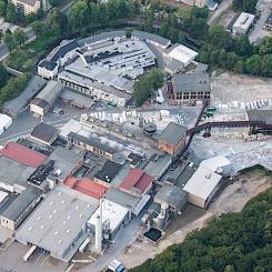 Flygbild över pappersfabriken i Hainsberg i Sachsen. Foto: Skärmdump. Kredit. Papierfabrik Hainsberg