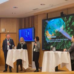 Panelsamtal med f.v. Jan Svärd, BioInnovation, Ulrika Simonsson, TEKO och Matilda Iverlund, Paper Province. Foto: Simon Matthis