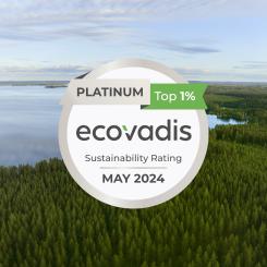 EcoVadis ger internationella hållbarhetsbetyg inom miljömässigt och socialt ansvar över hela världen. Bedömningarna baseras på fyra teman: miljö, arbete och mänskliga rättigheter, etik och hållbar upphandling. Bild: Metsä Group