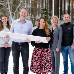 Från vänster: Lars-Kristen Holst, Moelven, Thea Persson, Moelven, Bjorn Larsson, Billerud, Jenny Flod, Billerud, Sanna Hjelm, Moelven, Anders Carlsson, Moelven, Tjalling Chaudron, Moelven. Foto: Paper Province
