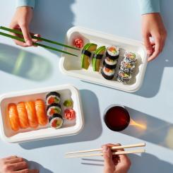 Muoto är en ny typ av förpackningar av formpressad fiber för tillverkning av exempelvis tråg och brickor för take-away-mat. Foto: Metsä Group